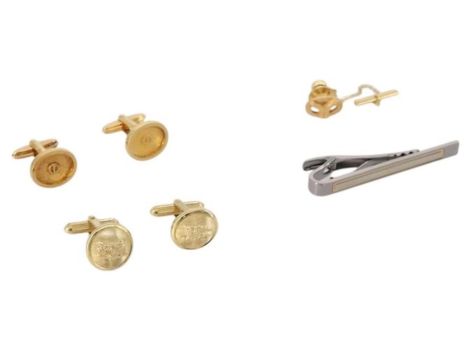 Autre Marque SAINT LAURENT dunhill Gemelli e Spilla da Cravatta Set da 4 pezzi Metallo Tono Oro Tono Argento Auth BA15443