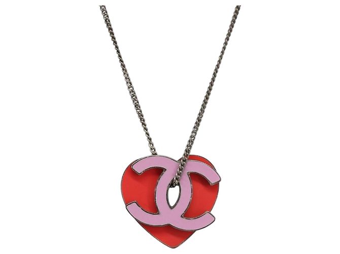 Collar CHANEL Metal Rosa CC Auth 203054