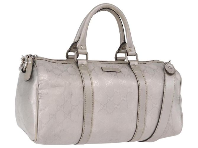 Bolsa GUCCI GG Implementation PVC Leather 2way Silver 203696 Auth ka6110A Prata