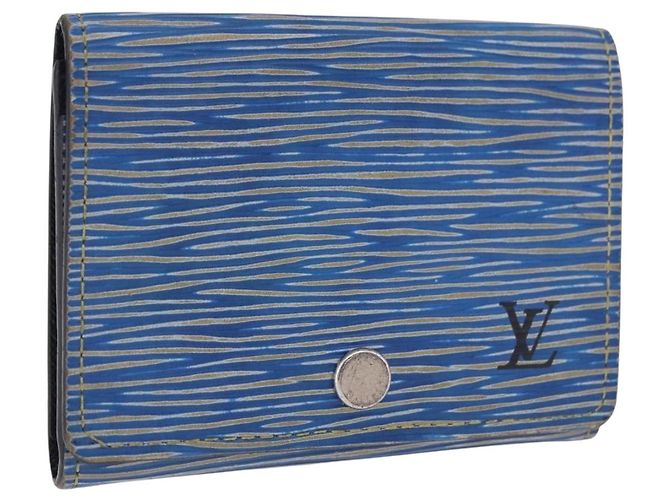 LOUIS VUITTON Epi Denim Anvelop Cult de Visit Card Case Blue M56723 Auth 203082A