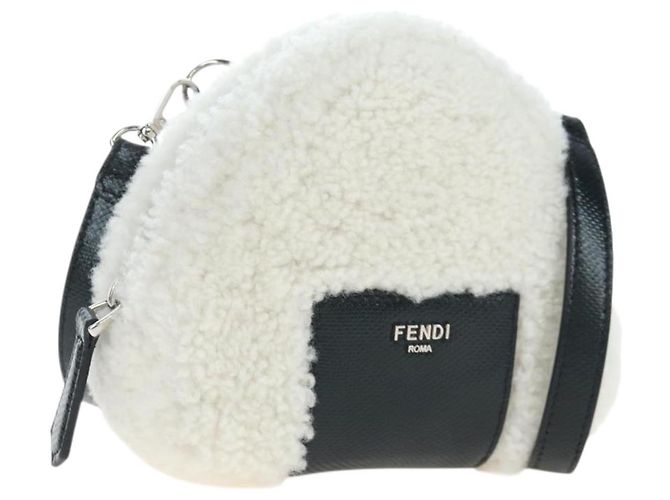 Borsa a tracolla FENDI Rice Ball Bore White Black 7AS240 Auth 202864SAM Nero Bianco