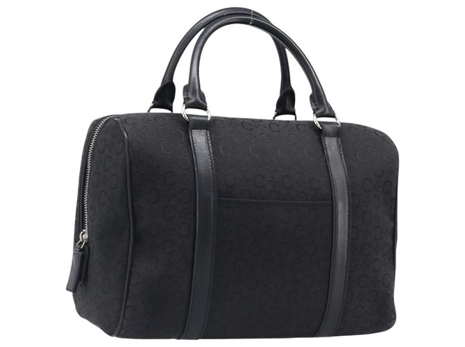 Céline Sac à main CELINE C Macadam Canvas Noir Argent Auth mr2912 Argenté