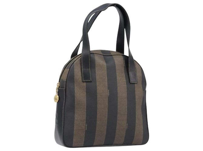 Pequin FENDI Pecan Canvas Handtasche PVC Braun Schwarz Auth 203448
