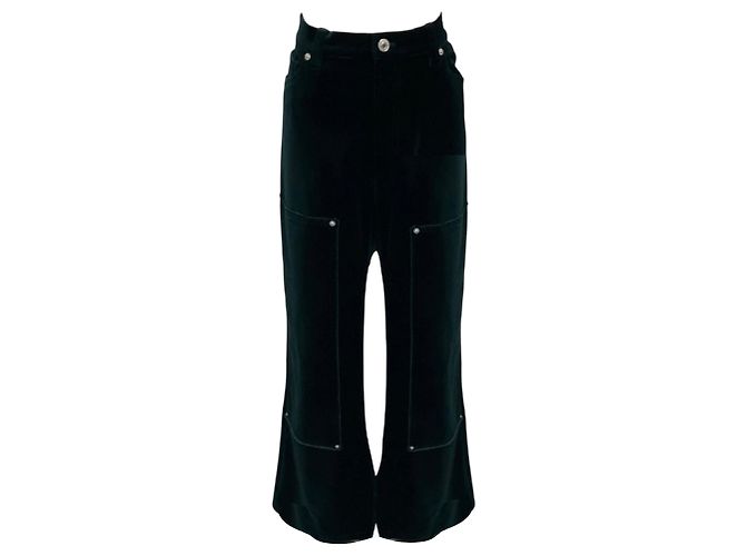Re/Done Spruce Velvet Workwear Wide Leg Jeans Verde
