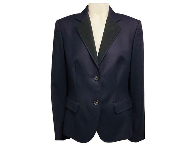 Brioni Navy Blue Silk Lined Two Button Wool Blazer Jacket