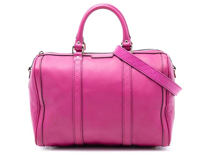 Bolsa Boston Joy Gucci Medium em Microguccissima rosa com acabamentos