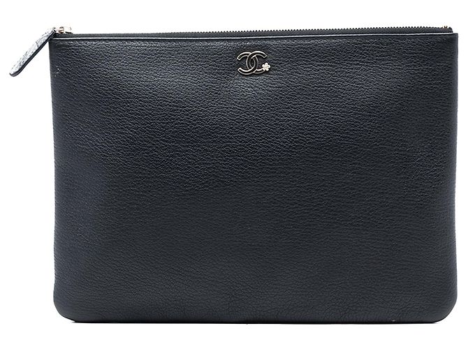 Clutch Chanel Medium Goatskin Lucky Clover O Case Nera Nero