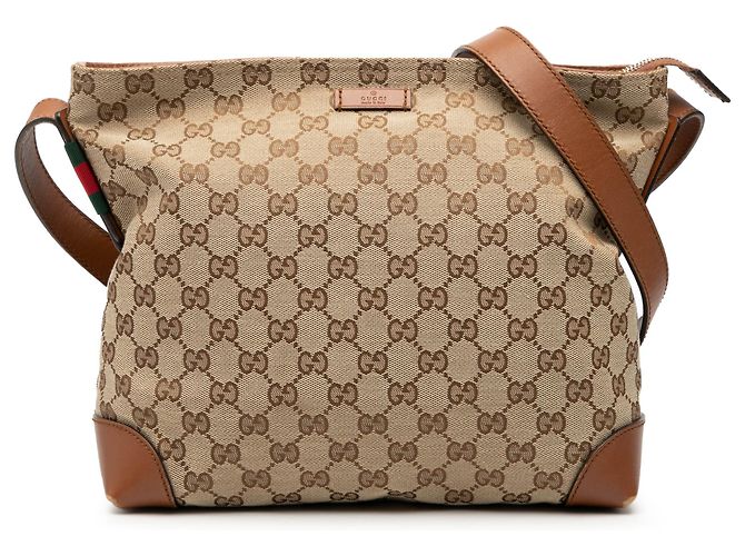 Borsa a tracolla Gucci GG Canvas Web marrone
