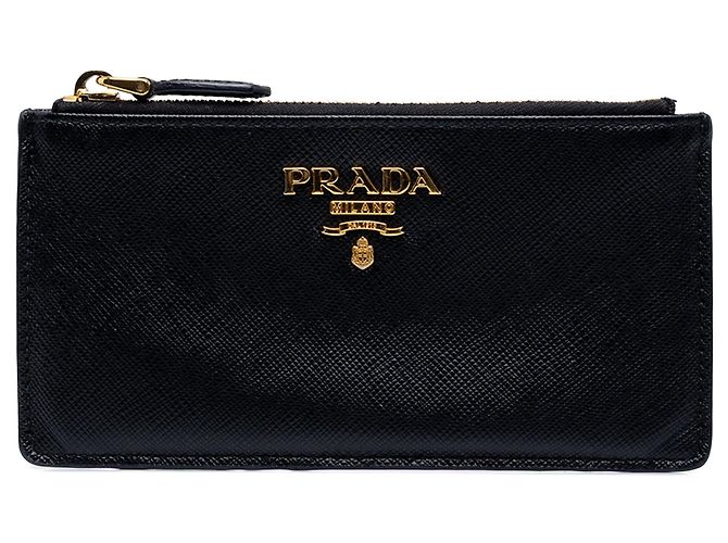 Tarjetero y monedero Prada Saffiano Negro