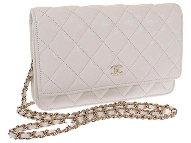 Borsa a tracolla Chanel Classic Caviar Wallet On Chain Bianca Bianco