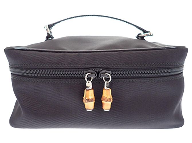 Bamboo Bolsa Vanity Gucci em nylon preto com bambu