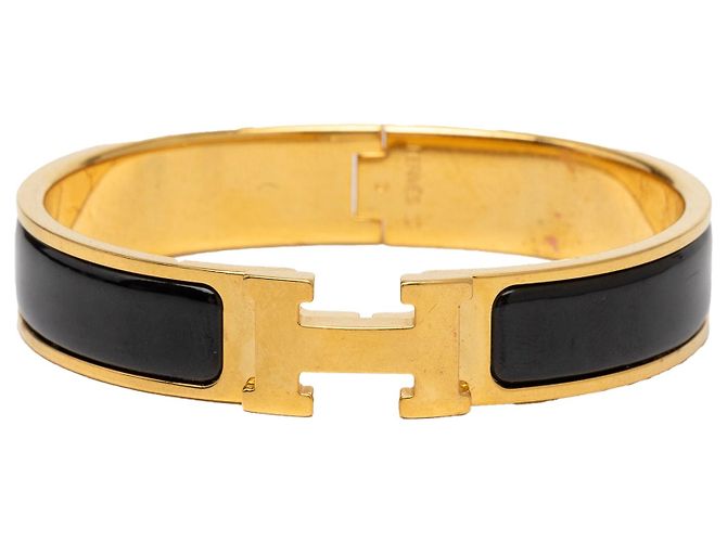 Pulsera Clic H PM estrecha de esmalte negro Hermès
