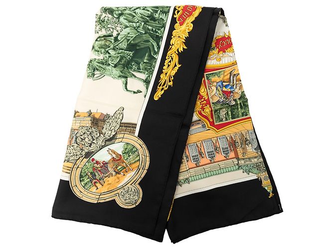 Hermès Sanssoucy Seidentuch Schwarz 90
