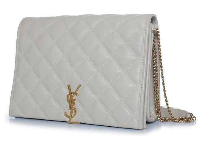 Autre Marque Saint Laurent, mala becky em pele acolchoada bege