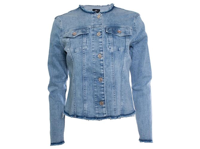 7 for all mankind, denim jacket with raw edges Blue