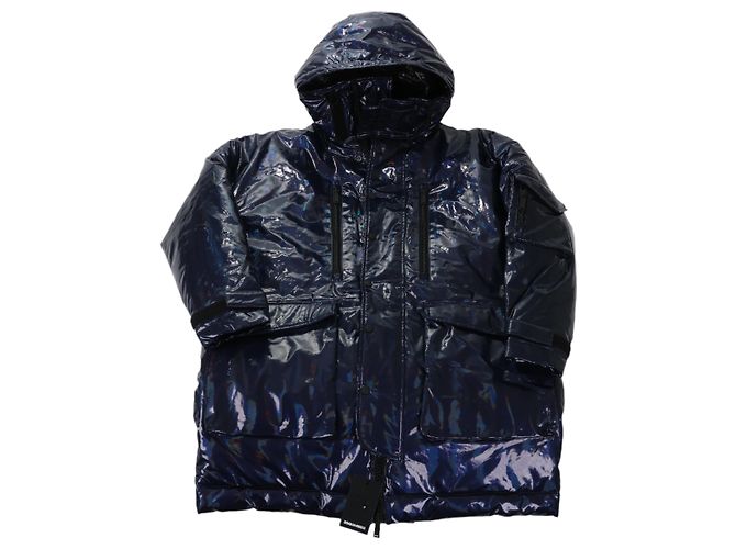 DSQUARED2 Glossy Navy Puffer Jacket, Size 48 IT Navy blue