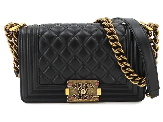 Borsa a tracolla Chanel Boy Small con catena Nero