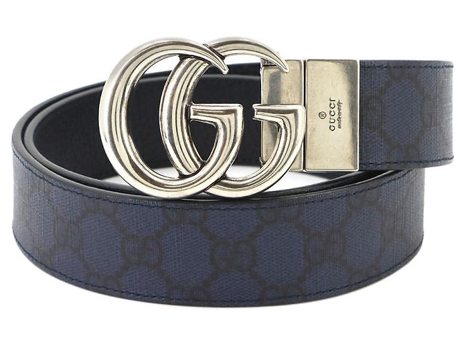 Cinturón reversible Gucci GG Marmont Negro Azul marino