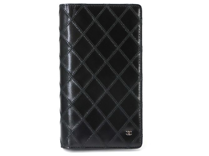 Chanel Bicolore Bi-Fold Long Wallet Black