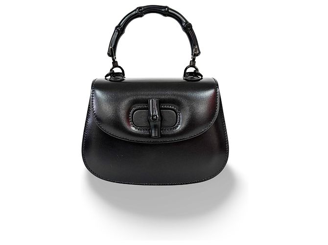 Gucci Bamboo 1947 Top Handle Leather Mini Preto