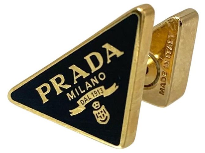 Prada Logo Emaille Metall-Stecker Ohrringe