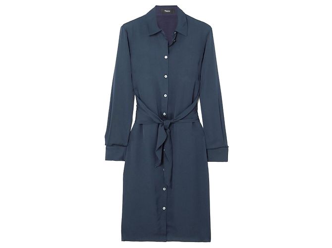 Theory Abito camicia in seta blu navy Blu scuro