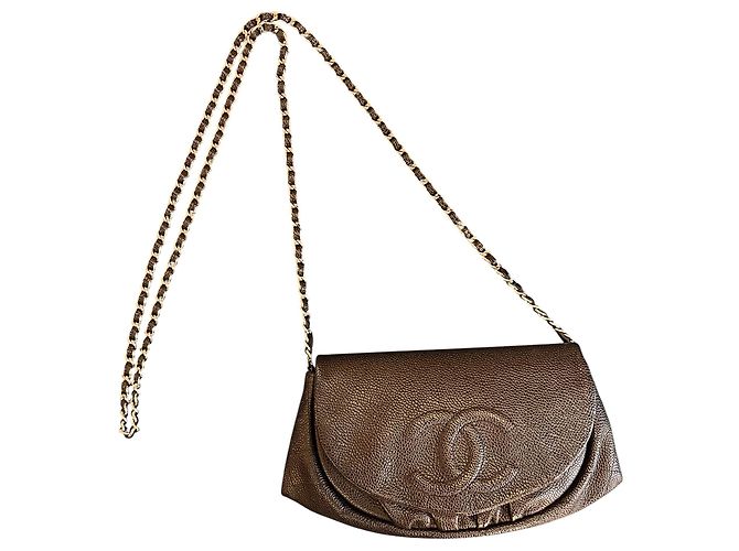 2011 Chanel CC Caviar Half Moon Wallet on Chain