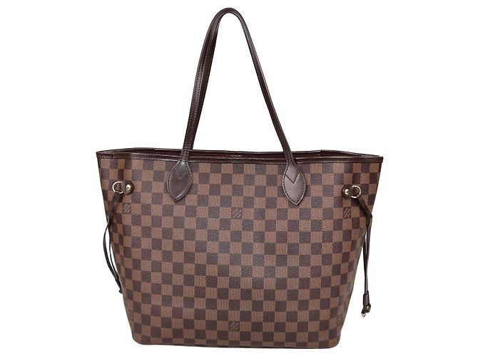 Sac Louis Vuitton Damier Ebene Canvas Neverfull MM Marron
