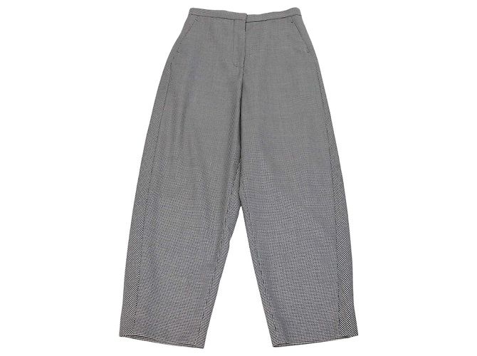Pantaloni a gamba larga in misto lana a quadri nero/bianco Loewe