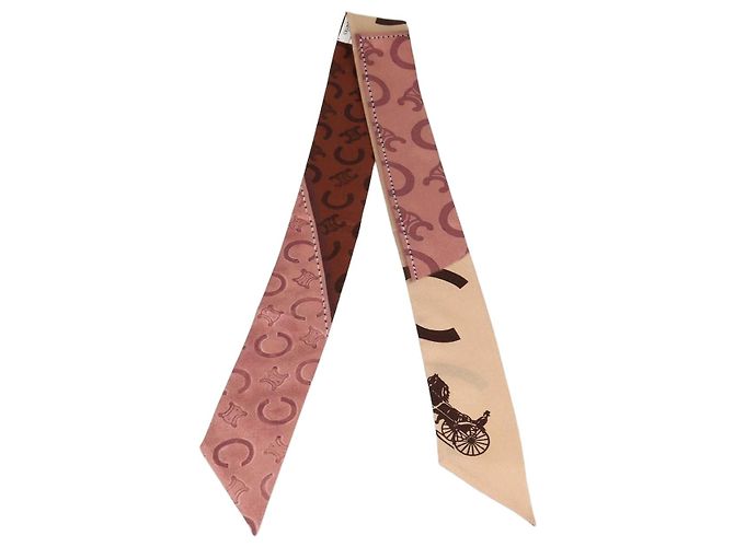 Céline Sciarpa nastro Lavalierre C Caleche in seta con patch multicolore Celine