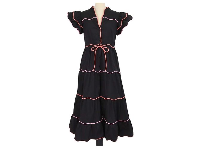 Autre Marque Vestido largo Celia B Black Blend Cotton Baba Voyager Negro