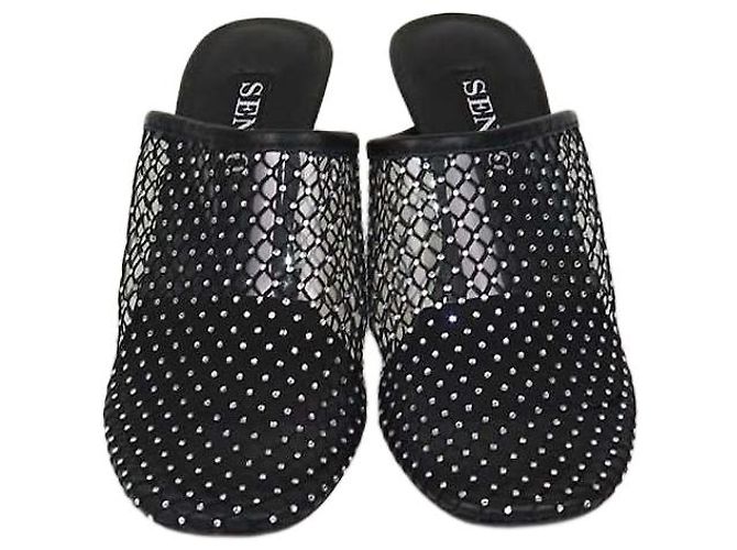 Autre Marque Mules Senso Black Mesh Crystal Pam Nero