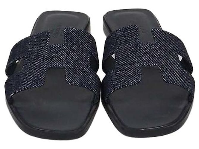 Hermès Hermes Navy Blue Denim Oran Sandals