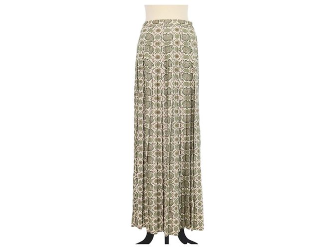 Falda Clea Loro Piana de seda verde con estampado Flower Echoes