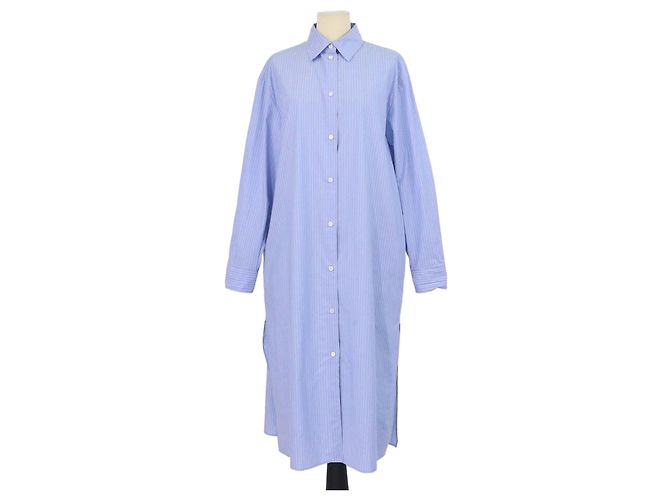 Vestido camisa Chihiro de algodón a rayas azules The Row