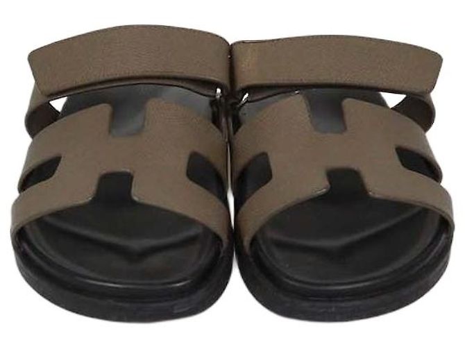 Hermès Hermes Etoupe Epsom Chypre Sandals Grey