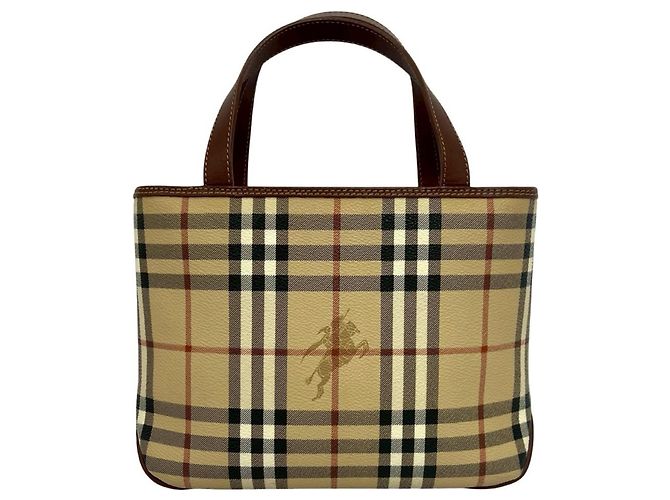 Burberry Nova Check Shadow Horse Pattern Lederhandtasche Braun Schwarz Weiß Rot Beige