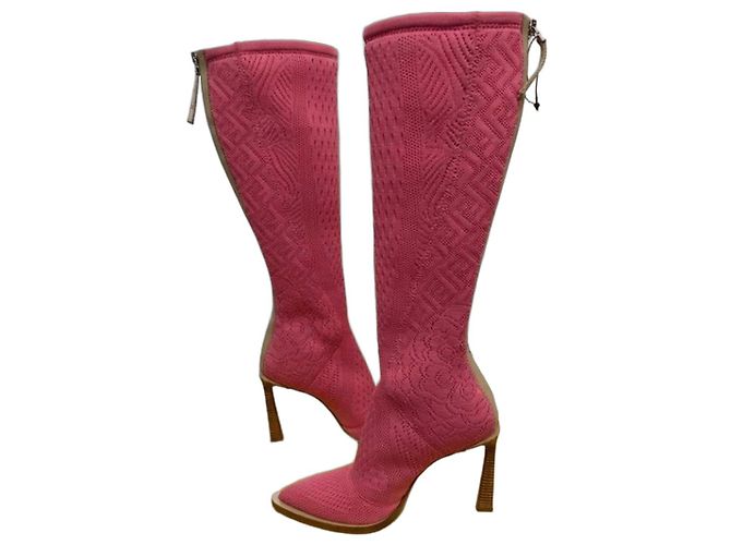 Fendi Pink Mesh High-Heel Boots