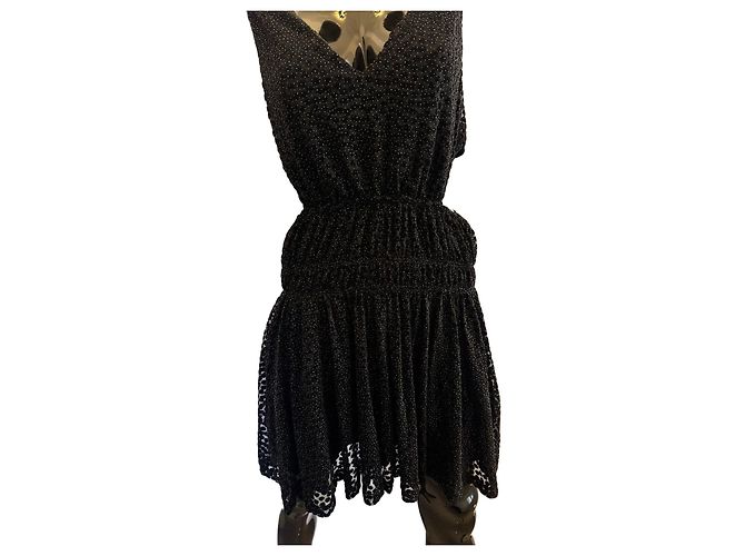 Maje kurzes schwarzes Polka-Dot-Kleid