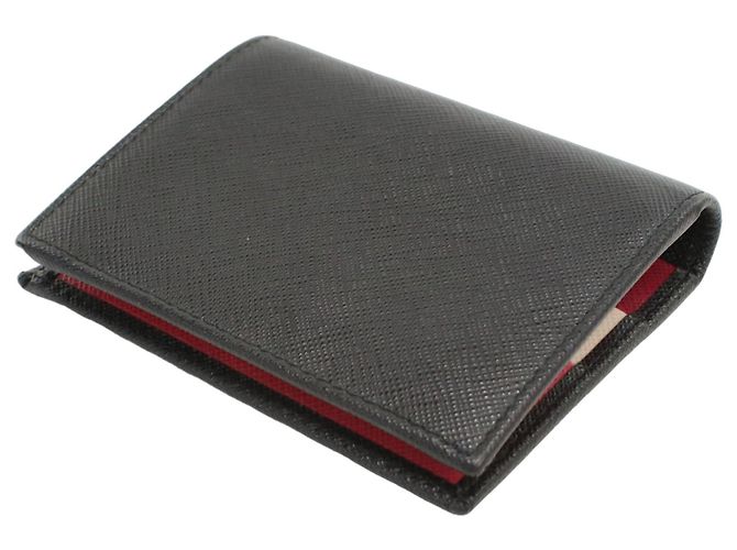 Saffiano Prada Bi-Fold Wallet - Black Leather