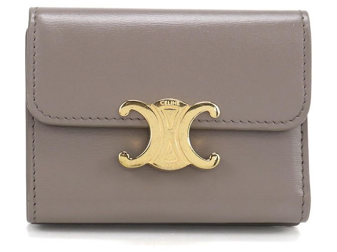 Céline Carteira Tri-fold Celine em Gray Marrom