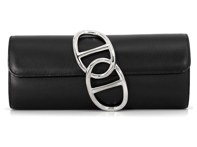 Hermès Borsa a pochette Hermes in pelle nera Nero