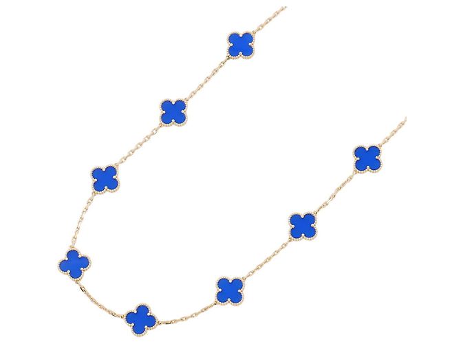 Collana Van Cleef & Arpels Alhambra in agata blu e oro giallo 18K