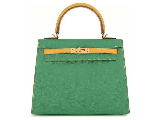 Hermès Sac à main Hermes Kelly 25 Vert Jaune