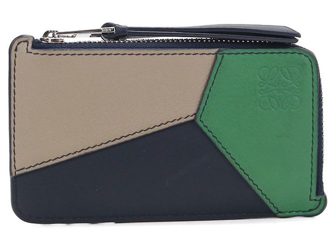 Monedero Loewe de piel de becerro beige