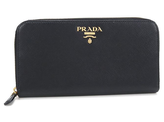 Saffiano Portafoglio lungo Prada in pelle nera Nero