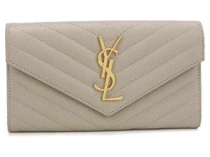Autre Marque Saint Laurent Bi-fold Long Wallet Beige