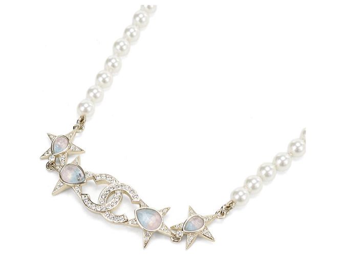 Collana Chanel dorata con perla e logo Coco D'oro