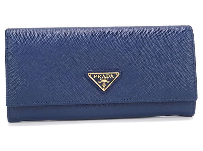 Prada Bi-fold Long Wallet in Blue