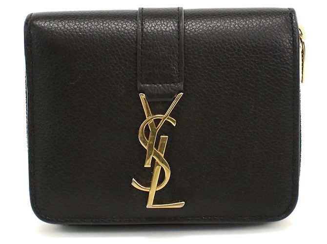 Autre Marque Portafoglio bi-fold Saint Laurent in pelle nera Nero